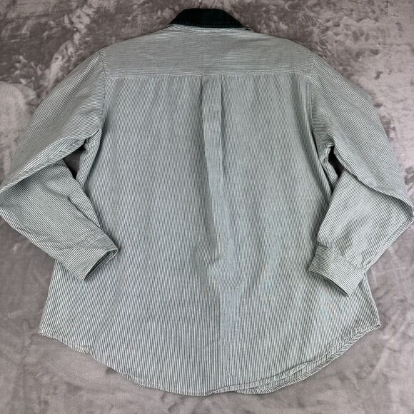 VTG Casey & Max Embroidered Button Up Shirt Women's M Green Stripe Autumn (1138) - Picture 7 of 10